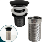 Valvula Click 1 1/4 Preta Com Prolongador 14cm Inox Para Cuba