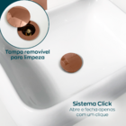 Valvula Click 1 1/4 Rose Gold Com Prolongador 14cm Inox Para