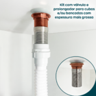 Valvula Click 1 1/4 Rose Gold Com Prolongador 14cm Inox Para