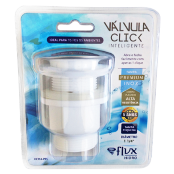 Válvula Click 1.1/4 Tampa Pequena - Corpo Pvc Inox