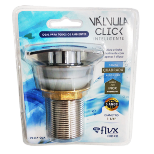 Válvula Click 1.1/4 Tampa Quadrada Inox