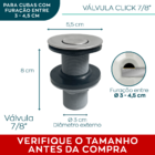 Valvula Click 7/8 Ralo Escoamento Pia Banheiro 30mm Ralo Abs