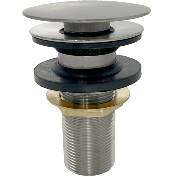 Válvula Click Com Ladrão 7/8 Inox Escovado Ralo De Pia Cuba B