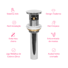 Válvula Click Inteligente Cromado Para Cubas Com Ladrão Pia B