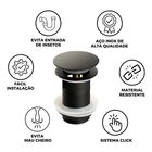 Válvula Click Luxo Inox 304 Preta Cuba Banheiro 7/8