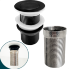 Valvula Click Preta 1 1/4 Com Prolongador 14cm Inox Para Cuba