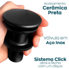 Válvula Click Preta Ralo Pia 7/8 Cerâmica Inox Banheiro 3cm L