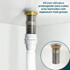 Valvula Click Quadrada 1 1/4 Com Prolongador 14cm Inox Para C