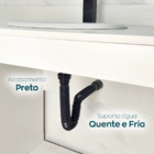 Valvula Click Quadrada Preta 1 1/4 Inox Sifão Flexível Ralo P