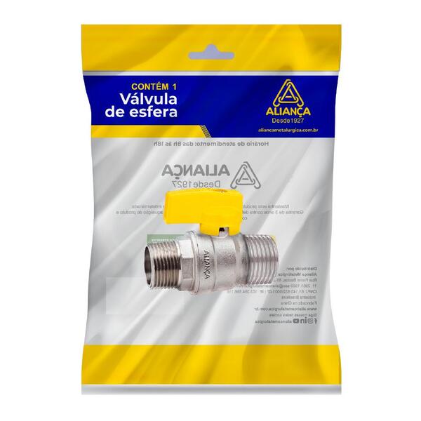 Valvula Esfera Para Gas Reto Mm Haste Curta Amarelo 1/2 - Uni