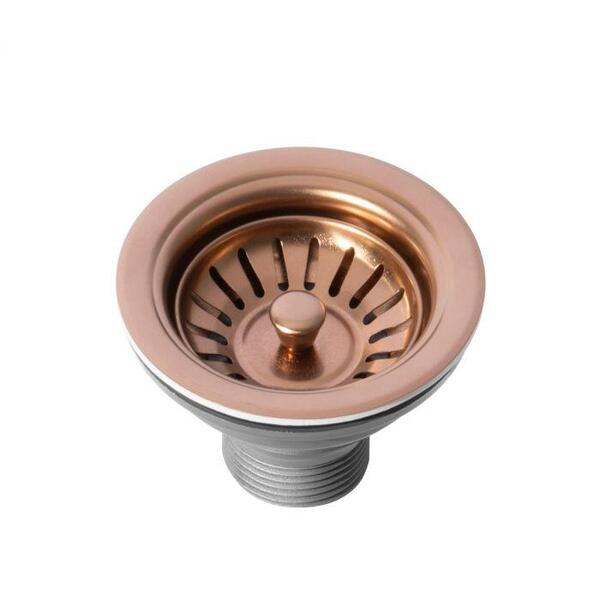 Válvula Inox Para Cuba Cozinha 4 1/2" Com Tampa (rosé Gold Fo