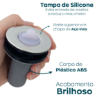 Valvula Lavatorio 7/8 Abs E Inox Banheiro Ralo Simples Tampa