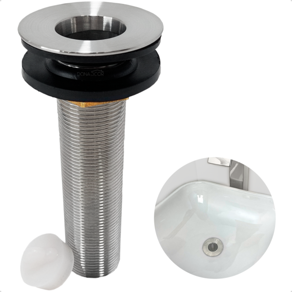 Valvula Longa 7/8 Aço Inox Ralo Pia Banheiro Cuba De Apoio So