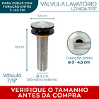 Valvula Longa 7/8 Aço Inox Ralo Pia Banheiro Cuba De Apoio So
