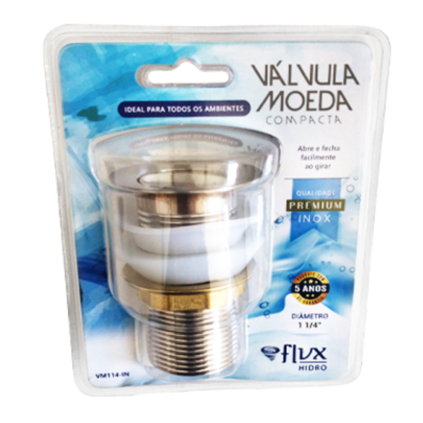 Válvula Moeda 1.1/4 - Tampa Giratória Inox