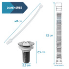 Valvula P/ Lavatorio 1 Cromada + Sifao Sanfonado 72cm Metaliz