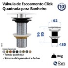 Válvula Para Banheiro Click Quadrada Preto Fosco Fani