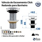 Válvula Para Banheiro Click Redonda Grafite Escovado Fani