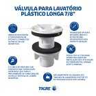 Válvula para Lavatório Plástico Longa 7/8" Tigre