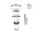 Válvula Para Pia de Banheiro Branca Redonda  7/8" Ajustável CWA2-BR Equation