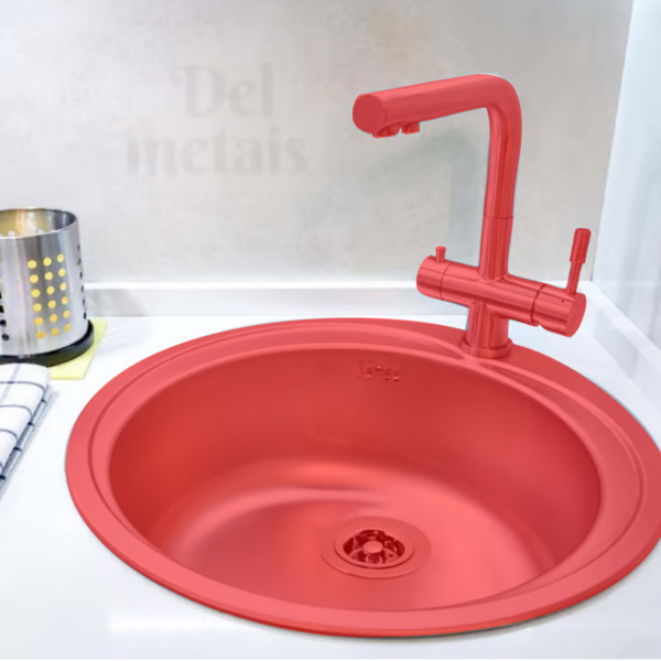 Válvula Para Pia De Cozinha Plástico 3.½ " Tap Vermelha