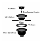 Válvula Para Pia Inox 3.1/2" Com Tampa Inox Padova - Unico