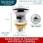 Válvula Preta Click Com Ladrão 1 1/4 Inox Ralo Click Para Cub