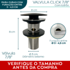 Válvula Preta Click Com Ladrão 7/8 Inox Ralo De Pia Cuba Banh