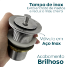 Valvula Ralo Tanque 1 1/4 Aço Inox Ralo Pia Banheiro 40mm Tam
