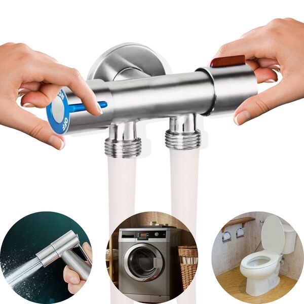 Válvula Registro Duplo Aço Inox 304 Banheiro Lavanderia Tanqu