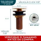 Válvula Rose Gold Click 7/8 Ralo De Pia Para Banheiro Cuba La
