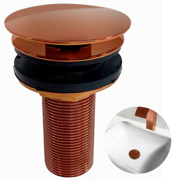 Válvula Rose Gold Click 7/8 Ralo De Pia Para Banheiro Cuba La