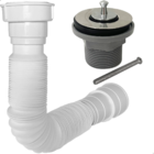 Válvula Saída D'agua Universal E Sifão Sanfonado Flexível Pvc