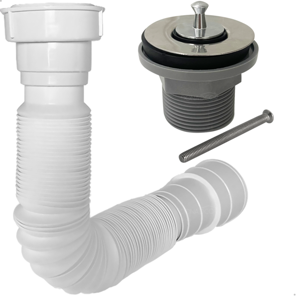 Válvula Saída D'agua Universal E Sifão Sanfonado Flexível Pvc