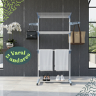 Varal De Chão 3 Andares Dobrável Com Prateleiras Portátil Bra