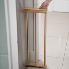 Varal de Chão Vertical 3 Andares com Hastes de Bambu Bege 36x74x110cm Compacto Simplo