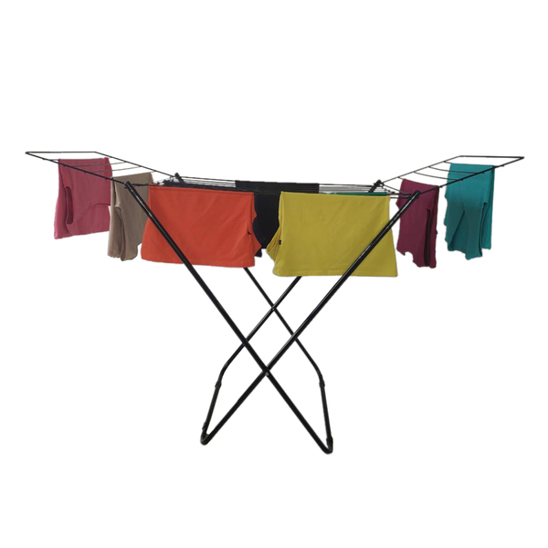 Varal De Chão Com Abas - Preto - Dobrável - Prático - Compacto