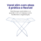 Varal De Chão Com Abas Retrátil Dobrável Reforçado Branco 152