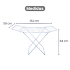 Varal De Chão Com Abas Retrátil Dobrável Reforçado Branco 152