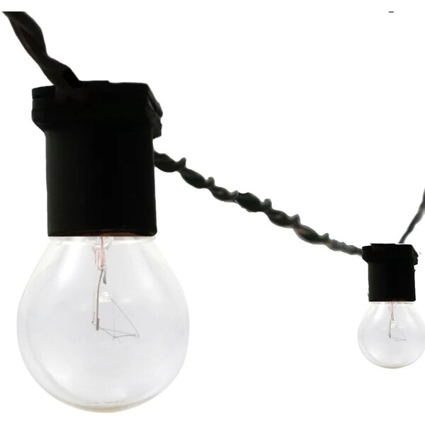 Varal De Luz 10 Metros Com 20 Soquetes E27 Preto