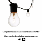 Varal De Luzes Preto 30 Metros Com 30 Lâmpadas Incandescentes