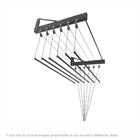 Varal De Parede Individual 150cm X 06 Varetas Preto - Linha P