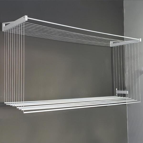 Varal De Parede Individual 8 Varetas Alumínio Branco 140 Cm