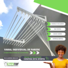 Varal De Parede Individual  150cm X 10 Varetas - Em Alumínio