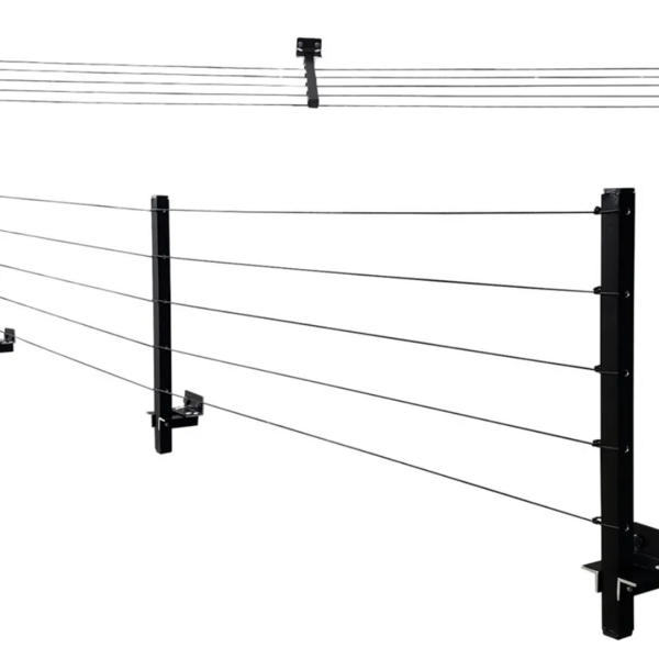 Varal De Parede Retrátil 3 Hastes Alumínio + 40m Cabo De Aço