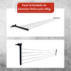 Varal De Roupa Reforçado Retrátil Parede Extensível Preto