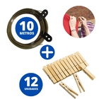 Varal Em Aço Com Revestimento Em Pvc 10m Metros + 12 Prendedo