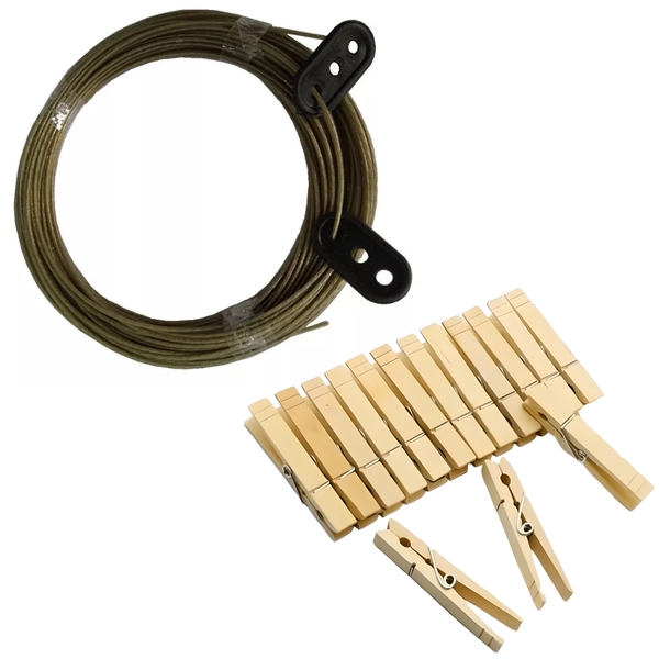 Varal Em Aço Com Revestimento Em Pvc 20m Metros + 36 Prendedo