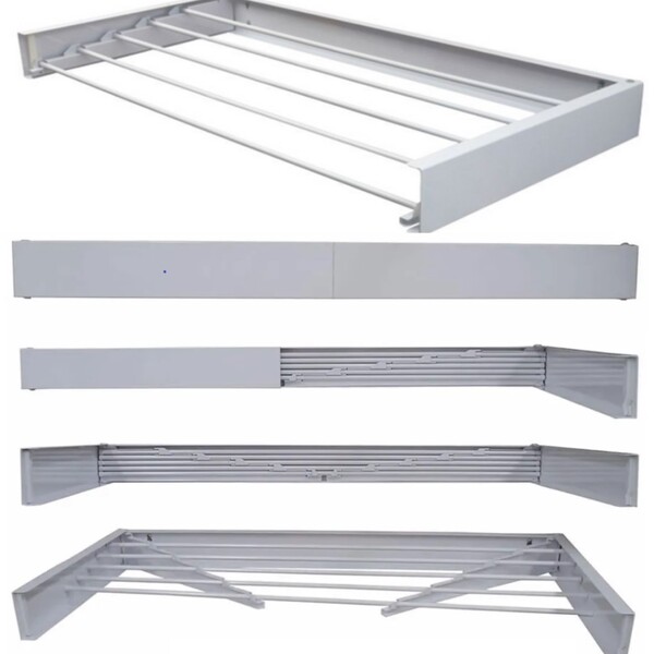 Varal Magico 7 Varetas Aluminio 120cm - Dobravel Branco