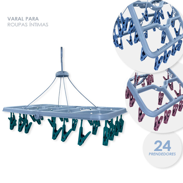 Varal Para Roupas Íntimas Com Pregadores Compacto E Versátil